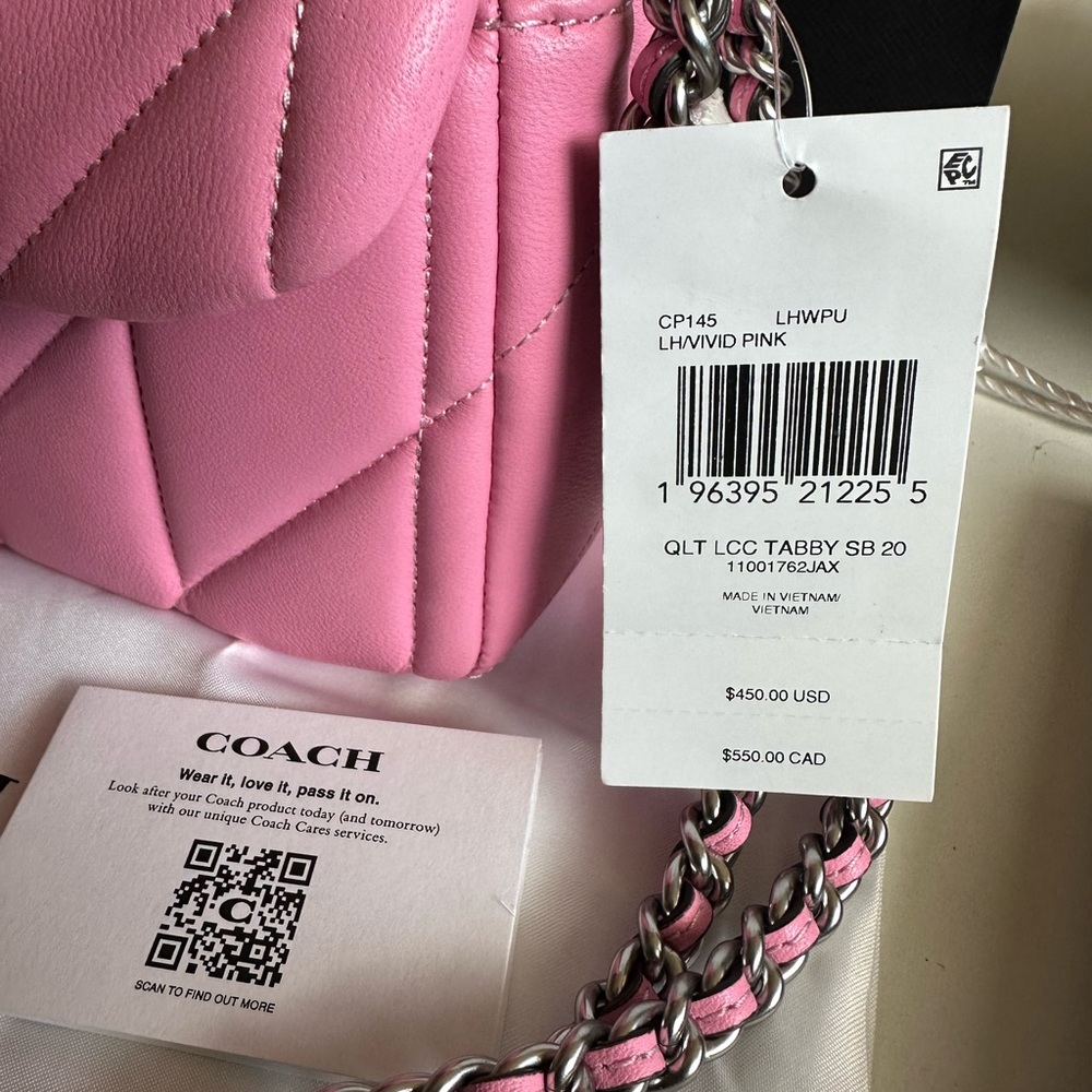 NWT RARE Coach Buy Now Tabby Shoulder Bag 20 with Quilting in Pink